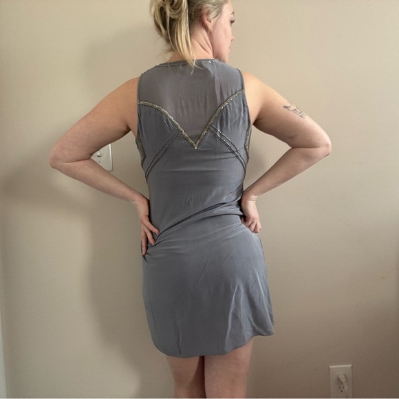 RAMY BROOK Silver Silk Holiday Party Dress Midi - Picture 5 of 8